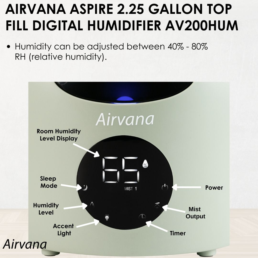 Aspire 2.25 Gallon Top Fill Digital Humidifier AV200HUM